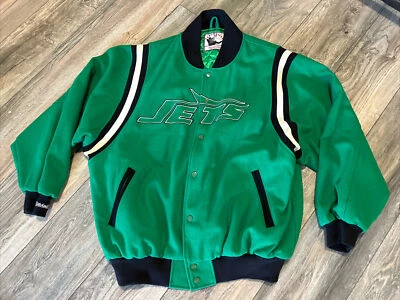 Chaqueta Mitchell & Ness New York Jets NFL Lana Botón a Presión Para Hombre 52 Verde Foto 1 de 4