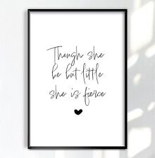 Little Girl Fierce Place Family Typography Nursery Poster Print Wall Art A4 A3