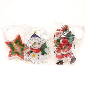 Vintage Lighted Santa Snowman Star Christmas Suction Cup Window Decorations - Picture 1 of 5
