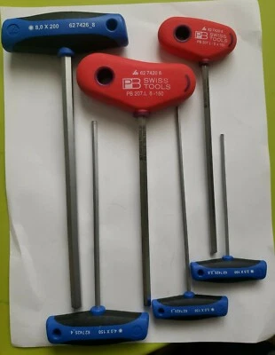 Set of 6 T-handle long hex wrenches #8;6;5;4;3 and2.5mm - Image 1 of 4