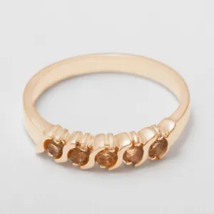 Natural Citrine Gemstone Eternity Band Wedding Ring Solid 10k Rose Gold Ring - Picture 1 of 4