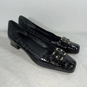Amalfi by Rangoni Damenschuhe schwarz Krokoprägung Lackleder Loafer 10 schmal - Bild 1 von 18