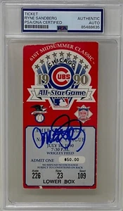 Ryne Sandberg signiert 1990 MLB 61st All Star Game Chicago Cubs Ticket PSA - Bild 1 von 3