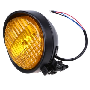 Motorcycle Black Headlight Universal Cruisers Choppers Cafe Racer Cruiser Light - Picture 1 of 12