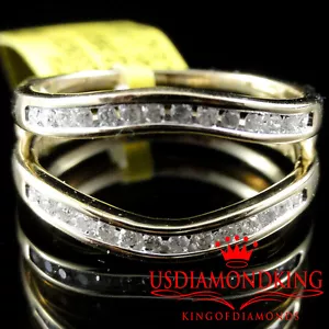 Solitaire Enhancer 1/4 Genuine Diamonds Ring Guard 14k Yellow Gold Wedding Band - Picture 1 of 12