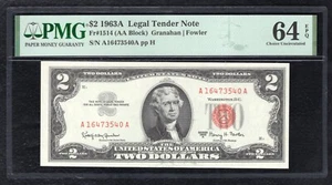 FR. 1514 1963-A $2 LEGAL TENDER UNITED STATES NOTE PMG UNCIRCULATED-64EPQ (H) - Picture 1 of 2