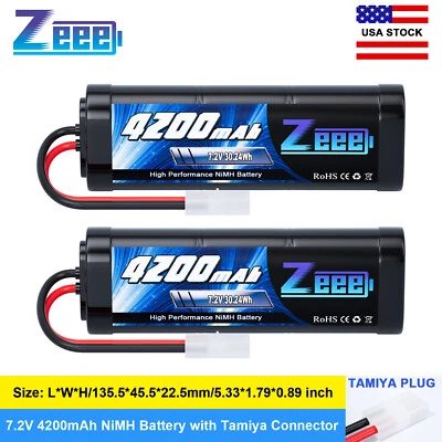 2x Zeee 7.2V 4200mAh NiMH Battery Tamiya Connector for RC HPI Losi Kyosho Car - Image 1 of 4