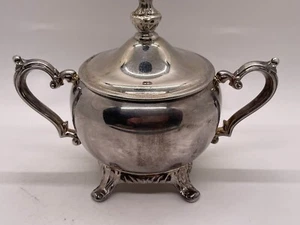 Antique Silver Plated Sugar Bowl Retro Granny Core Decor VTG Kitchen Tea Party - Picture 1 of 5