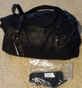 Claire Chase Leather Black Duffel Overnighter Travel Bag Weekender Large - Picture 1 of 9