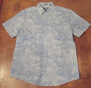 Reyn Spooner Limited Reissue ocean waves reverse print btn-fnt Hawaiian shirt SM - Picture 1 of 4