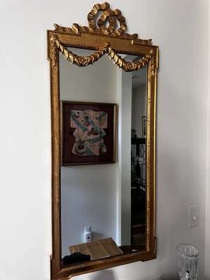 Espejo de pared estilo madera dorada antiguo E3 Foto 1 de 4