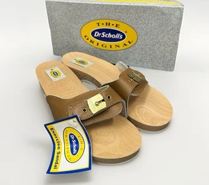 Sandalias de Ejercicio Dr. Scholl’s Originales De Colección Cuero Tostado Zuecos Talla 9 Italia - Imagen 1 de 6