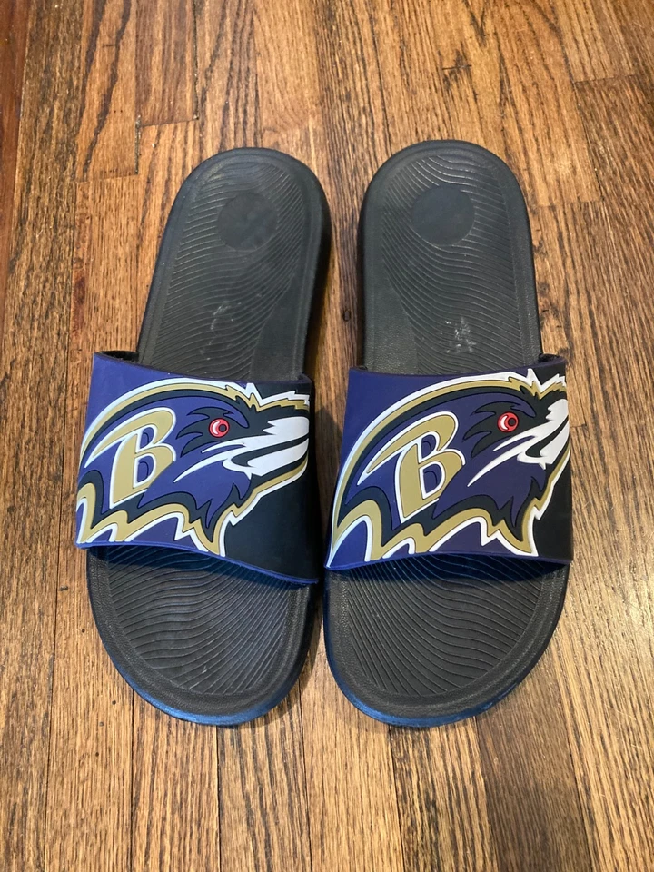 NFL Baltimore Ravens Slide Sandals Size L (Men's 11-12) Flip-Flops House Shoes - Image 1 of 4