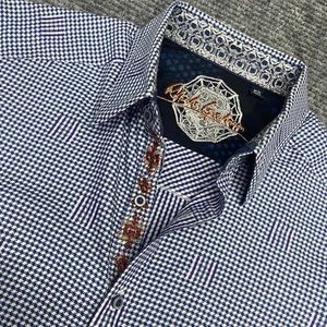Robert Graham Geometric Abstract Aztec Button Up Shirt Mens M Long Sleeve Blue - Picture 1 of 12