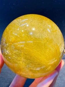 84 mm Oro Natural Cuarzo Rutilado Esfera Cabello Cristal Reiki Bola Reiki Sanación - Imagen 1 de 9