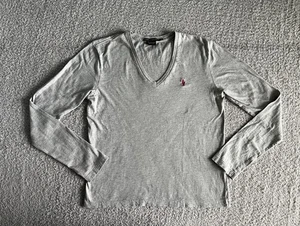 Ralph Lauren Sport Shirt Damen Gr. Medium grau Pony Preppy Langarm - Bild 1 von 9