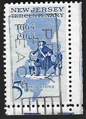 Scott#1247 5c New Jersey 300 yrs. with 2 Margins & "PRAY FOR PEACE" Slogan (A-2) - Image 1 of 3