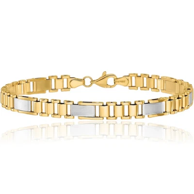 14K Solid Two Tone Gold Link Chain Bracelet - Image 1 of 4