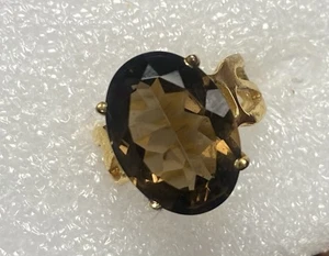 BADAVICI 925 großer ovaler Rauchquarz Ring Größe 8 goldfarben selten hübsch!!!! - Bild 1 von 15