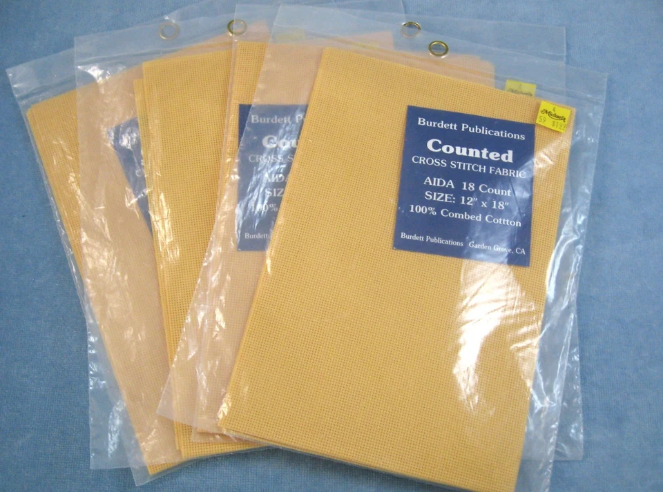Cross Stitch Fabric-AIDA 18 count -100% Cotton 12" x 18"- 4 Packages NIP - Image 1 of 4