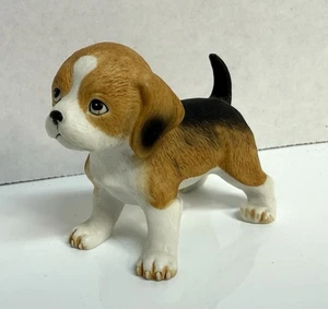 Vtg Homco Small Bisque Porcelain Beagle Puppy Dog Figurine Black Tan & White EUC - Picture 1 of 12