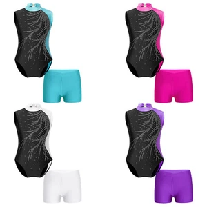 Kids Girl's Rompers Stage Jumpsuit With Boyshorts Skating Bodysuit Bottoms Set - Picture 1 of 45