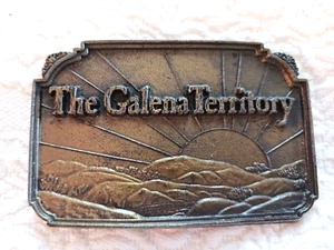 Hebilla de cinturón de latón vintage 1974 Lewis Hebillas The Galena Territory Sunrise Illino - Imagen 1 de 7