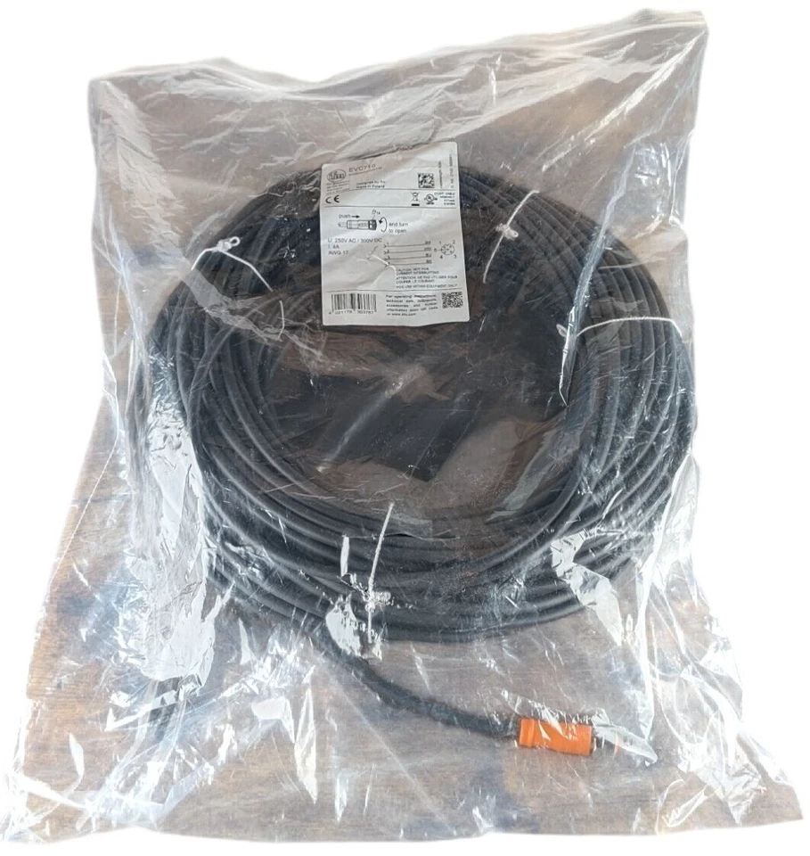 IFM EVC710 Sensor Cable M12 Connector 4-Pin 250V AC 300V DC 17AWG 20m Black - Image 1 of 4