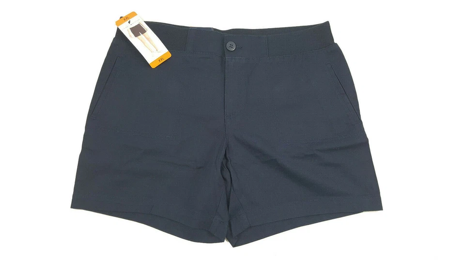 Womens Tommy Hilfiger Tencel Wideband Walking Shorts Elastic Waist Navy Blue XXL