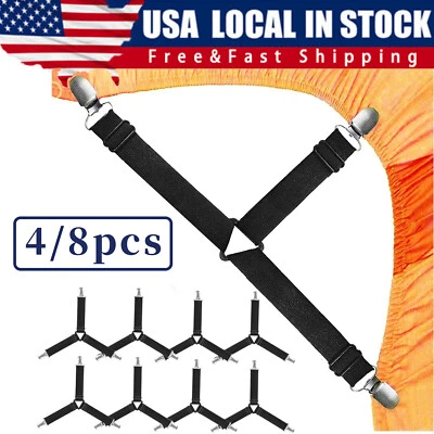 Sujetadores de sábanas ajustables elásticos 4 camas correas fundas de colchón clips Foto 1 de 4