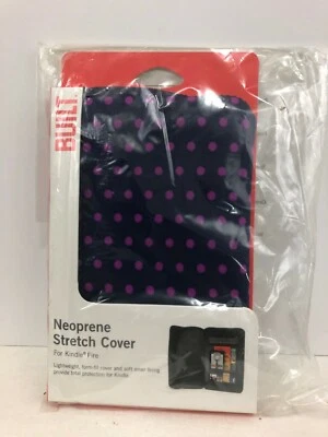 Cubierta elástica de neopreno construida para Kindle Fire púrpura lunares NUEVA Foto 1 de 3