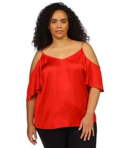 Michael Michael Kors Womens Crimson Chain Straps Cold Shoulder Top Plus Size 0X - Picture 1 of 6