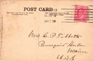 1906 UK to US Pemaquid Harbor Bristol, ME ONE PENNY RED WITH CANCEL TOWER BRIDGE - Picture 1 of 3