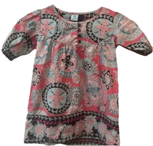 Pumpkin Patch Girl’s Dress Size 7 Pink Blue Black Floral 100% Cotton - Picture 1 of 4