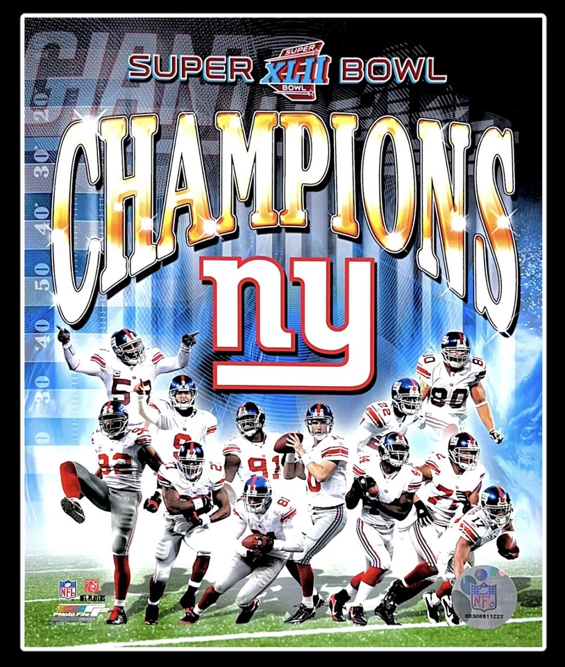 NEW YORK GIANTS SUPER BOWL XLII 2008 NFL OFFICIAL LICENSED 8X10 PHOTO FOOTBALL - Image 1 of 1