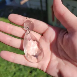 Vintage 2" Crystal Teardrop Prism with Octagonal Bead for Chandelier - Picture 1 of 7