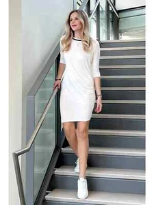 Tunika mit Doppelbindung am Ausschnitt Kontrast seitlich gerafft - Ebenholz - Medium - neu in Tasche - Bild 1 von 1