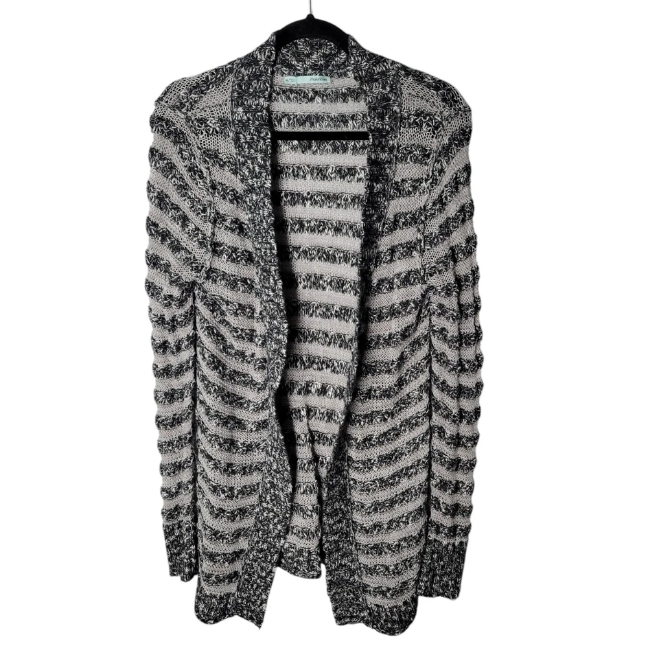 Cárdigan largo tejido manga larga a rayas negro gris talla XL Maurices para mujer Foto 1 de 4