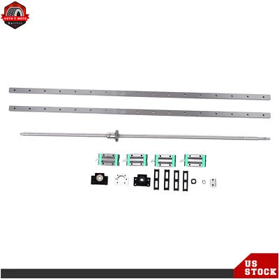 BERLIII 2Pcs Linear Guide Rail HGR20-1000mm + 1PC SFU1605-1000mm Ballscrew with BF12 Kit