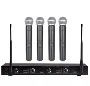 Professional UHF 4 Channel Wireless Microphone System 4 Handheld Microphone Set - Picture 1 of 2