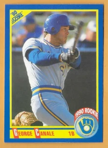 GEORGE CANALE MILWAUKEE BREWERS ROOKIE #656 - SCORE NM-MT 1990 - Imagen 1 de 2