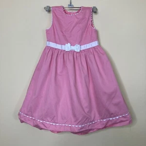 Crazy 8's Dress Girls 7 Pink White Bow Sleeveless Cotton Ruffle as is - Picture 1 of 8