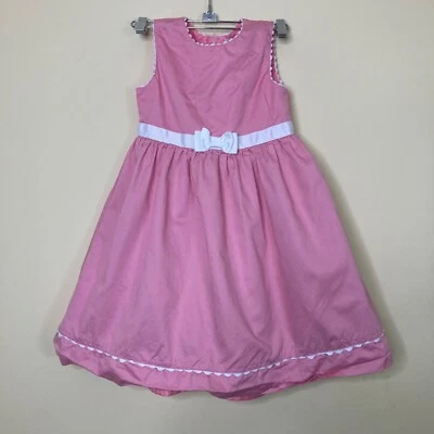 Vestido Crazy 8's Niñas 7 Rosa Blanco Lazo Sin Mangas Algodón Volantes como está Foto 1 de 4