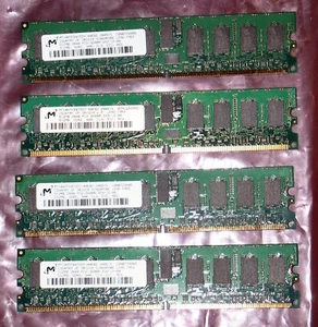 Four Micron 512 MB DDR2  MT18HTF6472DY-40EB2 ECC memory total 2Gb Server memory - Picture 1 of 2