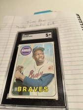 1969 TOPPS #100 HANK AARON ATLANTA BRAVES BASEBALL CARD SGC 5 EX