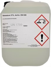 Salzsäure 12 Kg 31 Techn Kalklöser Entroster Beizmittel Reiniger Labor