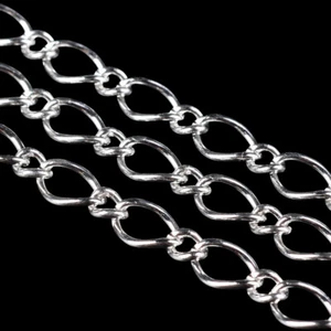 ❤ 2 mtrs SILVER Plated FIGARO Mother Son Chain 8mm x 5mm Jewellery Making UK ❤ - Picture 1 of 1
