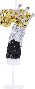 Number 7 Birthday Candle for Girls Little Prince Princess, 3D Crown Number 7 Can - Picture 1 of 12