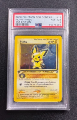 PSA 8 Pokemon Neo Genesis 1st Edition Pichu 12/111 Holo w/ SWIRL PSA 8 - Image 1 of 3