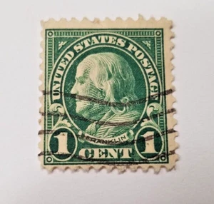 1922-1925 Benjamin Franklin 1 Cent Stamp Dark Green Perf 11 Flat Plate Off... - Picture 1 of 6